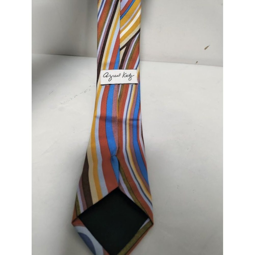 Azreal Katz Mens Silk Abstract Striped Necktie Multicolor - Picture 3 of 5